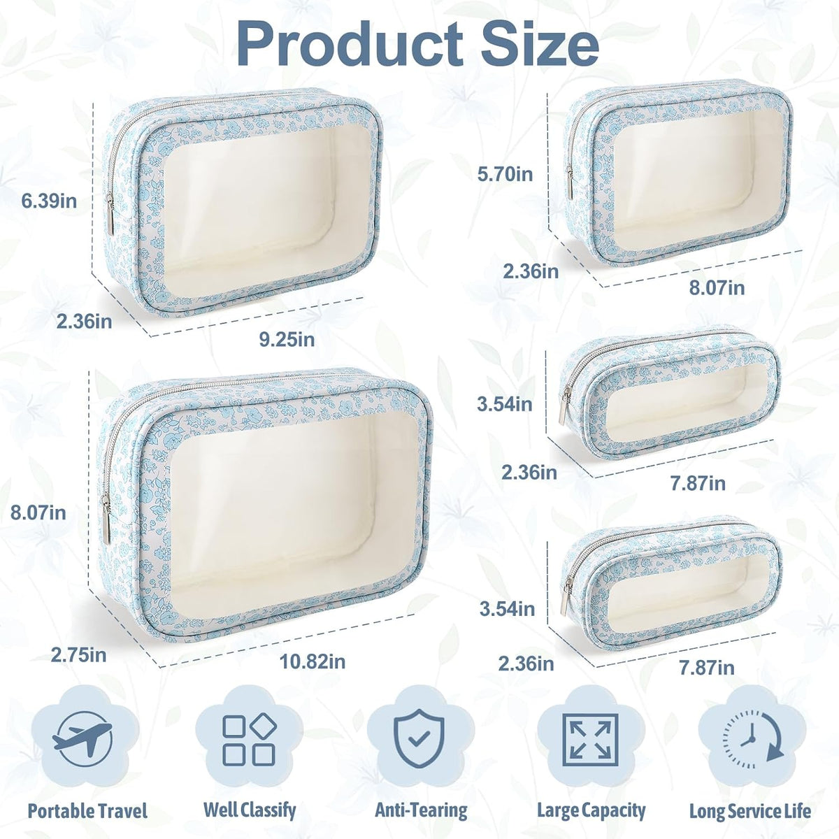 Diaper Bag Organizer Pouch Set, TSA Approved Toiletry Bag, Clear Waterproof Makeup Bag Set, Purse Organizer Pouches,Travel Organizer Bags for Women and Kids