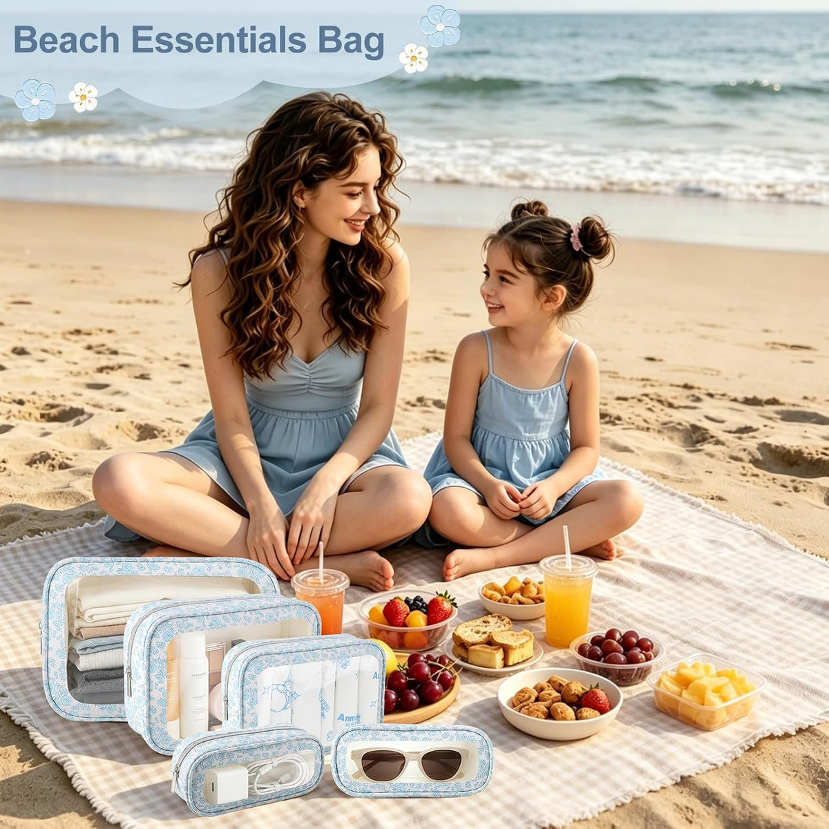 Diaper Bag Organizer Pouch Set, TSA Approved Toiletry Bag, Clear Waterproof Makeup Bag Set, Purse Organizer Pouches,Travel Organizer Bags for Women and Kids