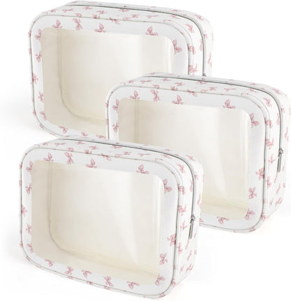 Diaper Bag Organizer Pouch Set, TSA Approved Toiletry Bag, Clear Waterproof Makeup Bag Set, Purse Organizer Pouches,Travel Organizer Bags for Women and Kids