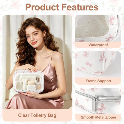 Diaper Bag Organizer Pouch Set, TSA Approved Toiletry Bag, Clear Waterproof Makeup Bag Set, Purse Organizer Pouches,Travel Organizer Bags for Women and Kids