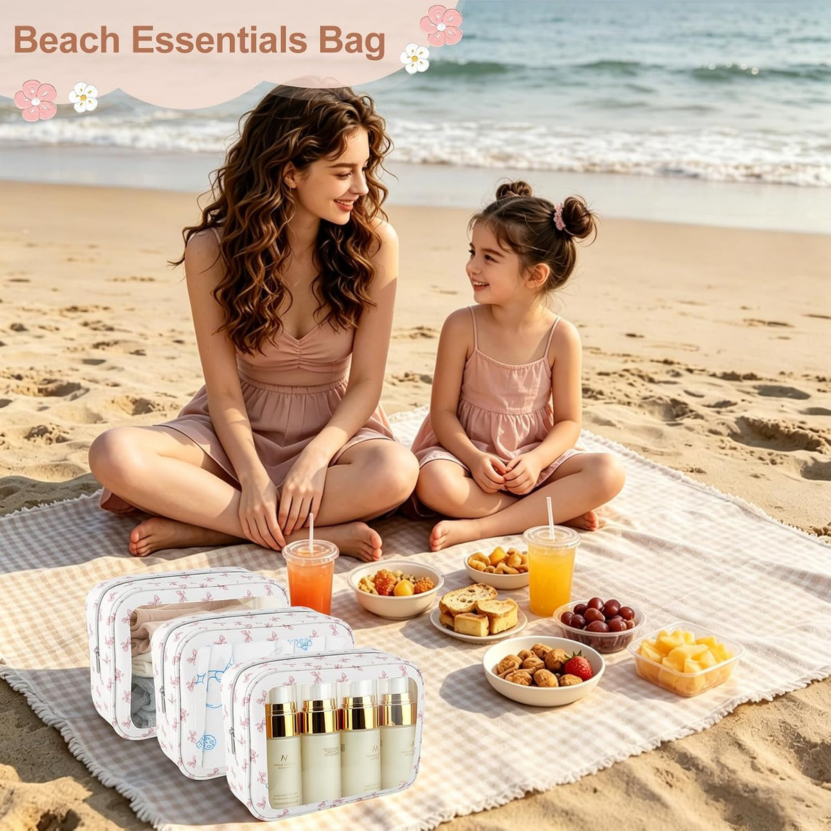 Diaper Bag Organizer Pouch Set, TSA Approved Toiletry Bag, Clear Waterproof Makeup Bag Set, Purse Organizer Pouches,Travel Organizer Bags for Women and Kids