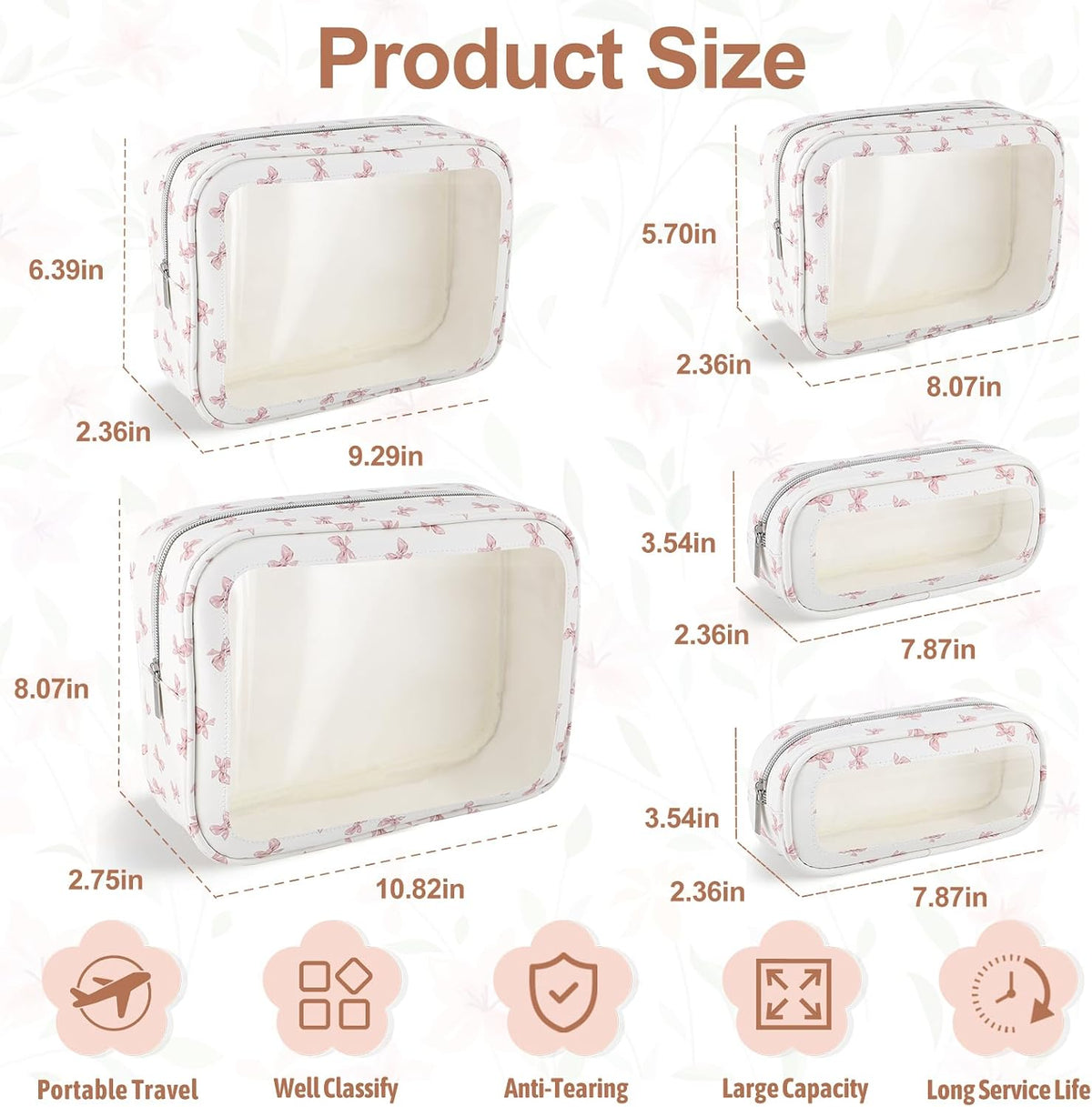 Diaper Bag Organizer Pouch Set, TSA Approved Toiletry Bag, Clear Waterproof Makeup Bag Set, Purse Organizer Pouches,Travel Organizer Bags for Women and Kids