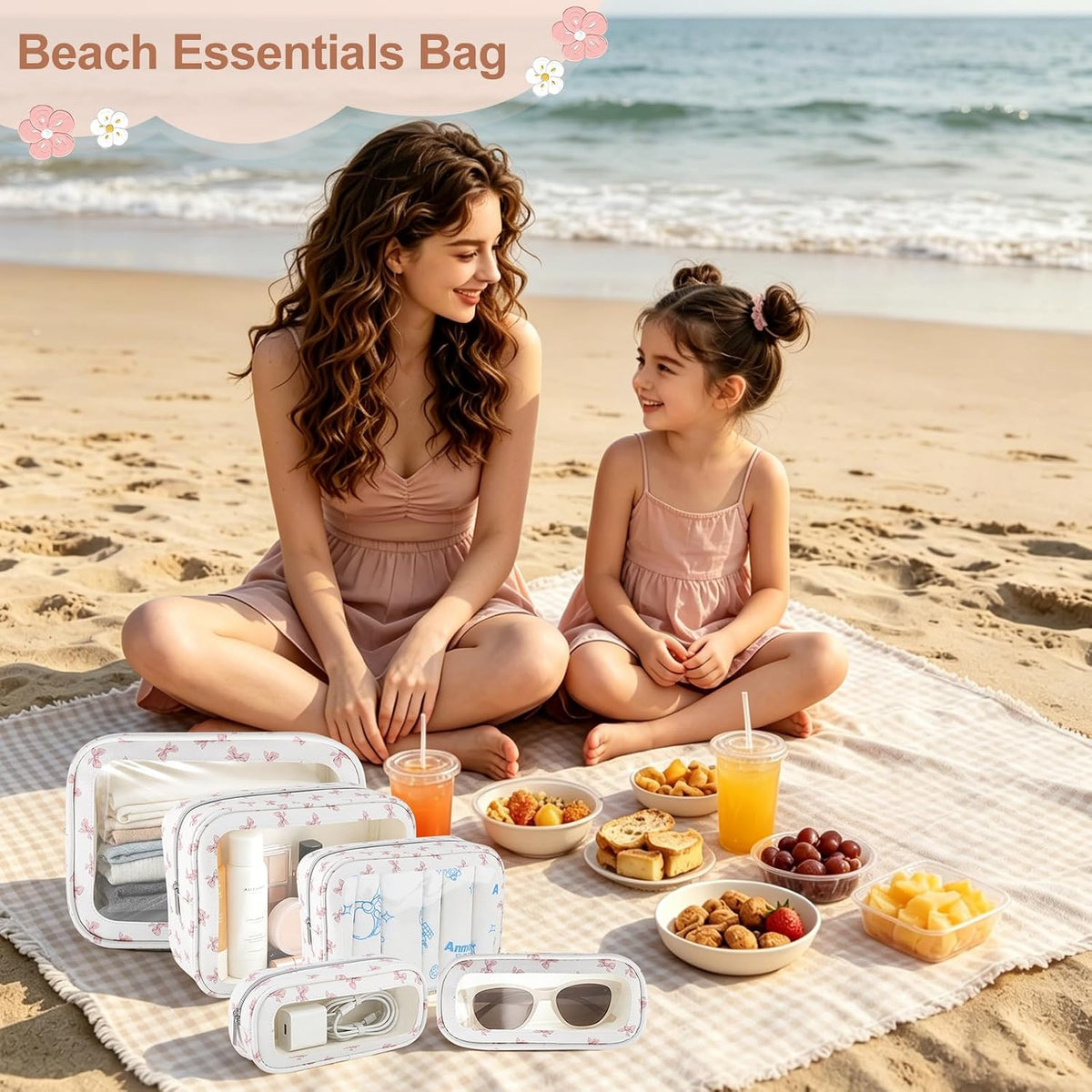 Diaper Bag Organizer Pouch Set, TSA Approved Toiletry Bag, Clear Waterproof Makeup Bag Set, Purse Organizer Pouches,Travel Organizer Bags for Women and Kids