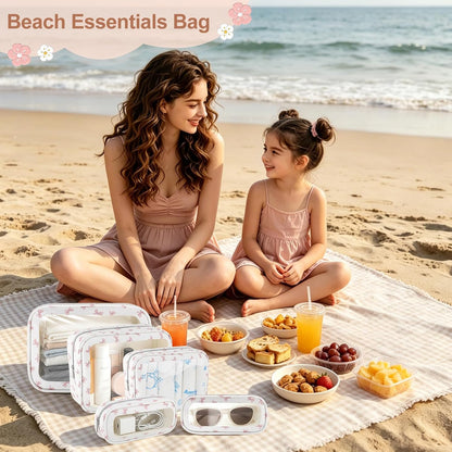 Diaper Bag Organizer Pouch Set, TSA Approved Toiletry Bag, Clear Waterproof Makeup Bag Set, Purse Organizer Pouches,Travel Organizer Bags for Women and Kids