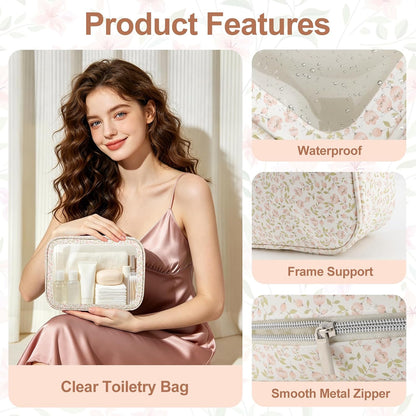 Diaper Bag Organizer Pouch Set, TSA Approved Toiletry Bag, Clear Waterproof Makeup Bag Set, Purse Organizer Pouches,Travel Organizer Bags for Women and Kids
