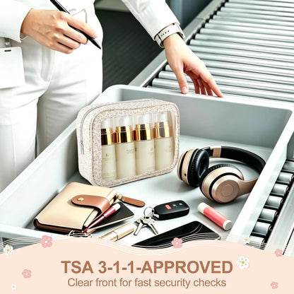 Diaper Bag Organizer Pouch Set, TSA Approved Toiletry Bag, Clear Waterproof Makeup Bag Set, Purse Organizer Pouches,Travel Organizer Bags for Women and Kids