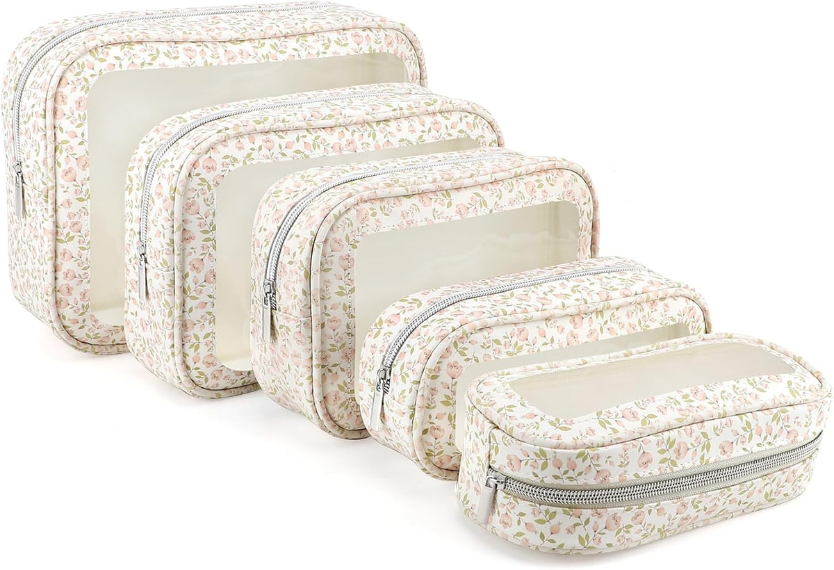 Diaper Bag Organizer Pouch Set, TSA Approved Toiletry Bag, Clear Waterproof Makeup Bag Set, Purse Organizer Pouches,Travel Organizer Bags for Women and Kids
