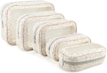 Diaper Bag Organizer Pouch Set, TSA Approved Toiletry Bag, Clear Waterproof Makeup Bag Set, Purse Organizer Pouches,Travel Organizer Bags for Women and Kids