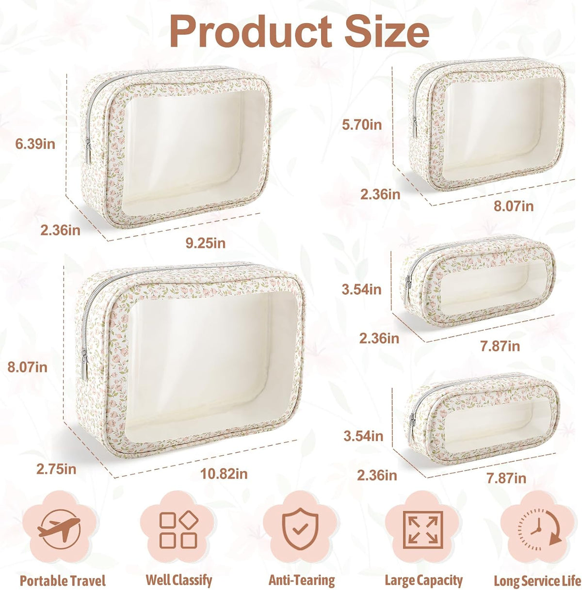 Diaper Bag Organizer Pouch Set, TSA Approved Toiletry Bag, Clear Waterproof Makeup Bag Set, Purse Organizer Pouches,Travel Organizer Bags for Women and Kids