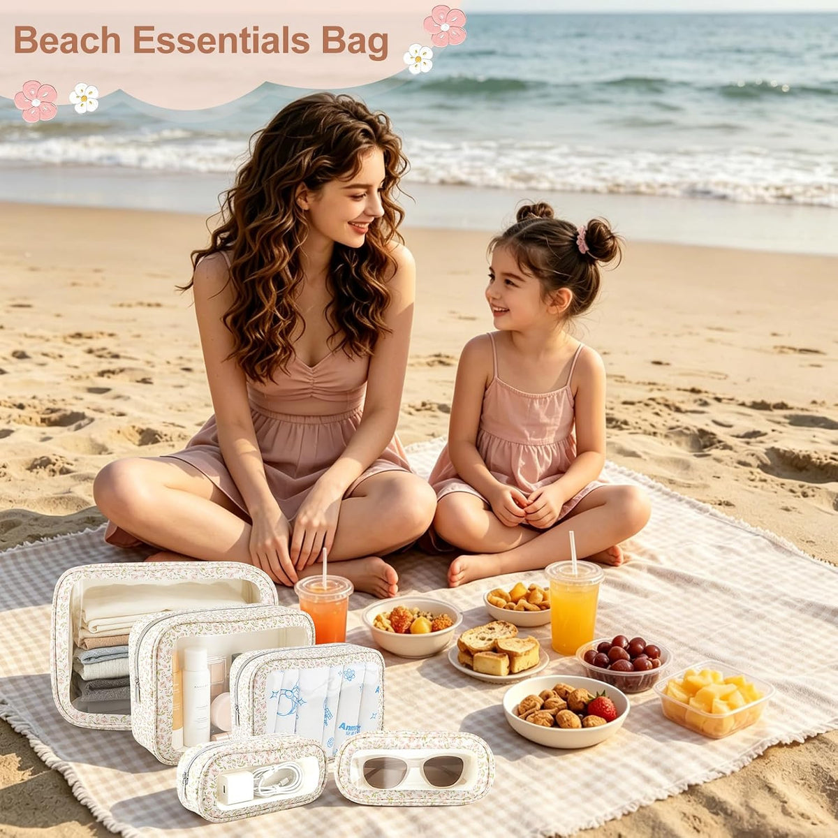 Diaper Bag Organizer Pouch Set, TSA Approved Toiletry Bag, Clear Waterproof Makeup Bag Set, Purse Organizer Pouches,Travel Organizer Bags for Women and Kids