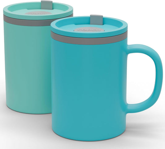 Iconic Desk Mug 16 Oz - Green/Hunter Green, Set of 2