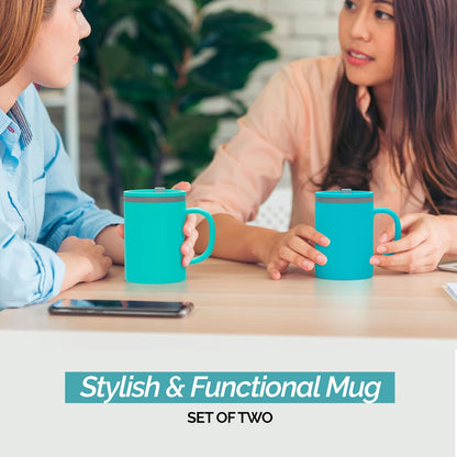 Iconic Desk Mug 16 Oz - Green/Hunter Green, Set of 2