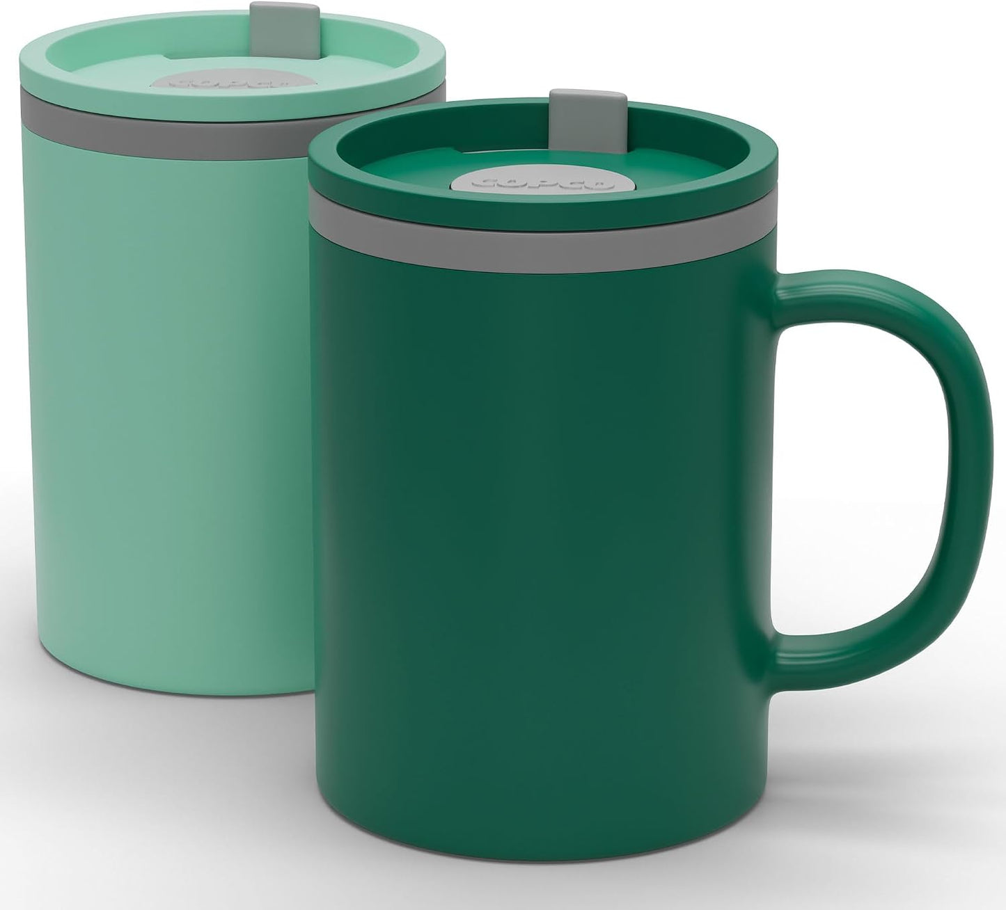 Iconic Desk Mug 16 Oz - Green/Hunter Green, Set of 2