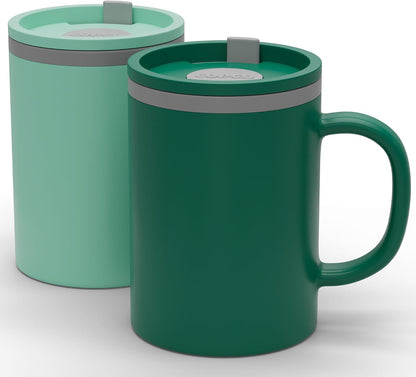 Iconic Desk Mug 16 Oz - Green/Hunter Green, Set of 2