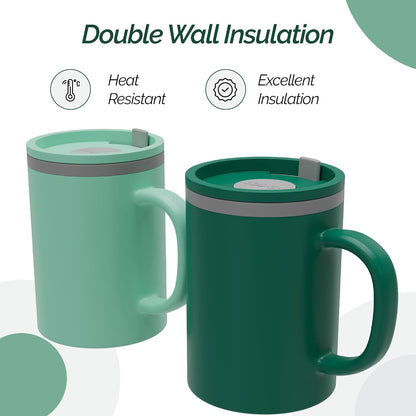 Iconic Desk Mug 16 Oz - Green/Hunter Green, Set of 2