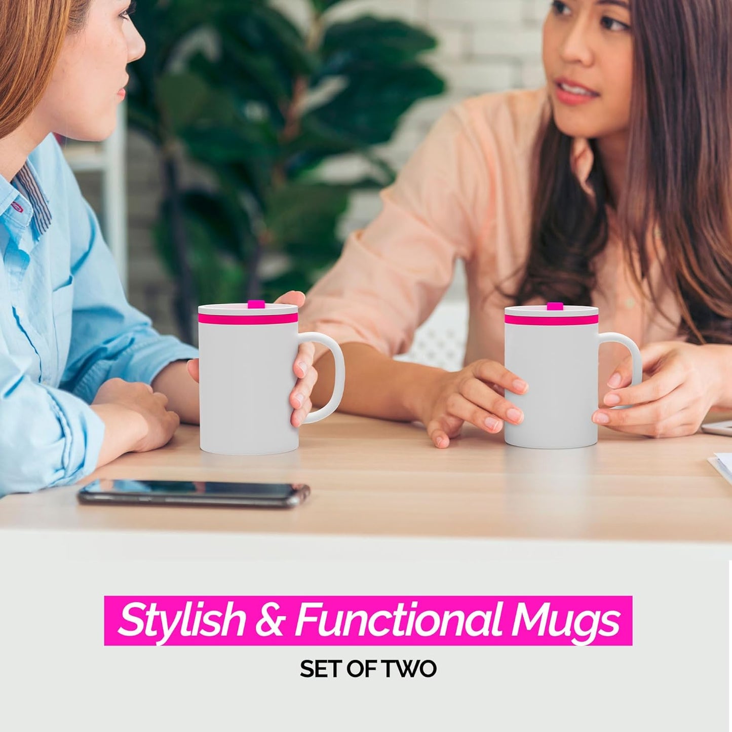 Iconic Desk Mug 16 Oz - Green/Hunter Green, Set of 2