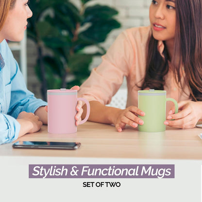 Iconic Desk Mug 16 Oz - Green/Hunter Green, Set of 2