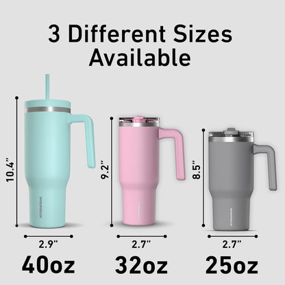 Voyager 25oz Insulated Tumbler with Handle & 2-in-1 Sip & Straw Lid, Everyday Stainless Steel, Travel, Cupholder Friendly Reusable Water Bottle for Work, Office, School & Commuting (Grey)