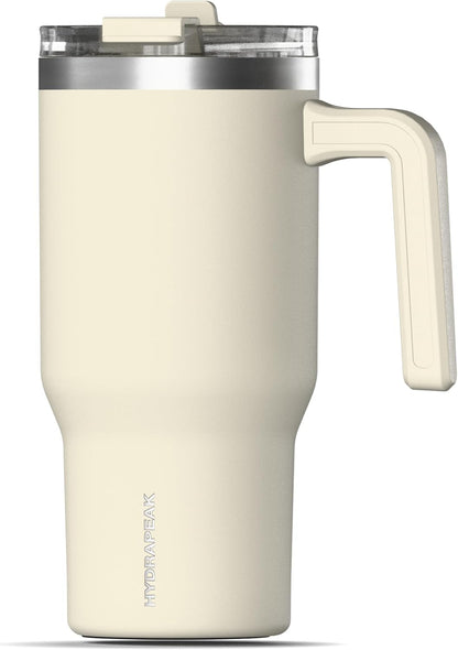 Voyager 25oz Insulated Tumbler with Handle & 2-in-1 Sip & Straw Lid, Everyday Stainless Steel, Travel, Cupholder Friendly Reusable Water Bottle for Work, Office, School & Commuting (Grey)