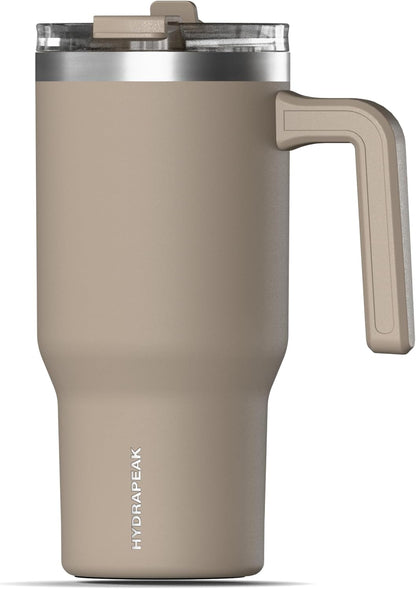 Voyager 25oz Insulated Tumbler with Handle & 2-in-1 Sip & Straw Lid, Everyday Stainless Steel, Travel, Cupholder Friendly Reusable Water Bottle for Work, Office, School & Commuting (Grey)