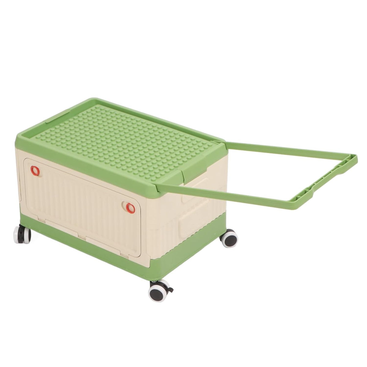 Toy Storage Organizer Bin, Rolling with Lid and Wheels, Foldable PP Material for Kids Building Blocks Books Clothes (Green)