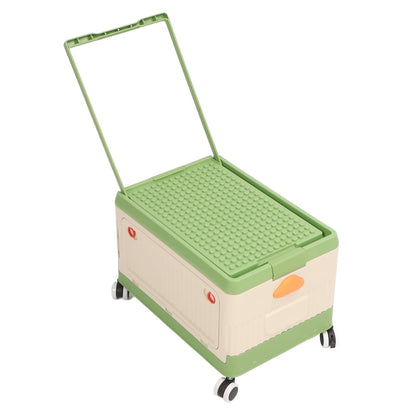Toy Storage Organizer Bin, Rolling with Lid and Wheels, Foldable PP Material for Kids Building Blocks Books Clothes (Green)
