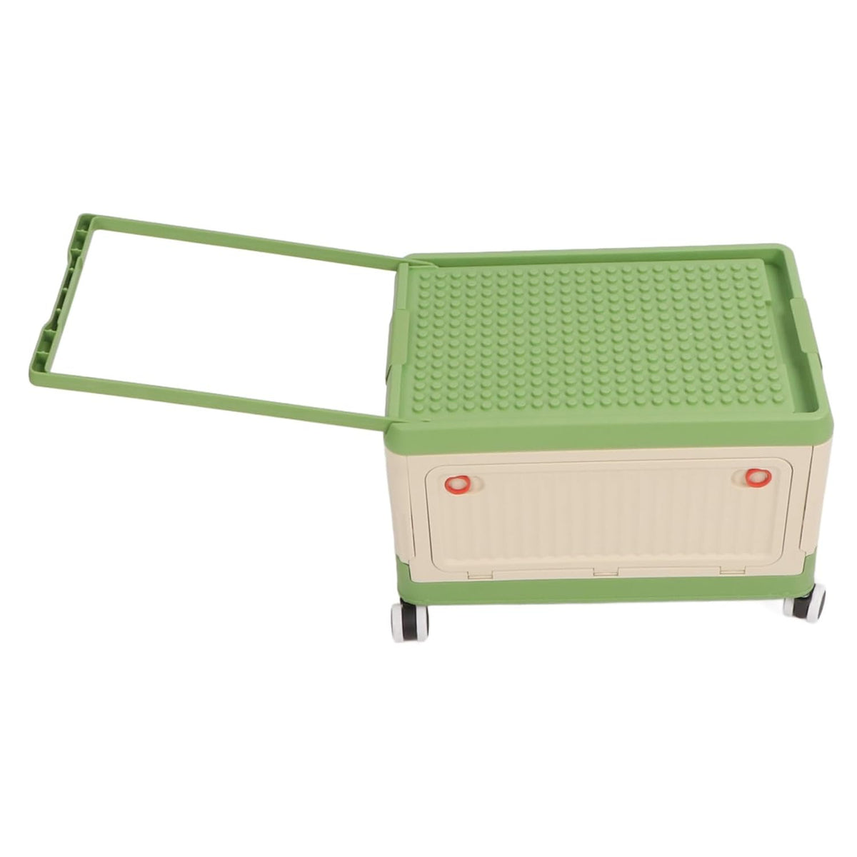 Toy Storage Organizer Bin, Rolling with Lid and Wheels, Foldable PP Material for Kids Building Blocks Books Clothes (Green)