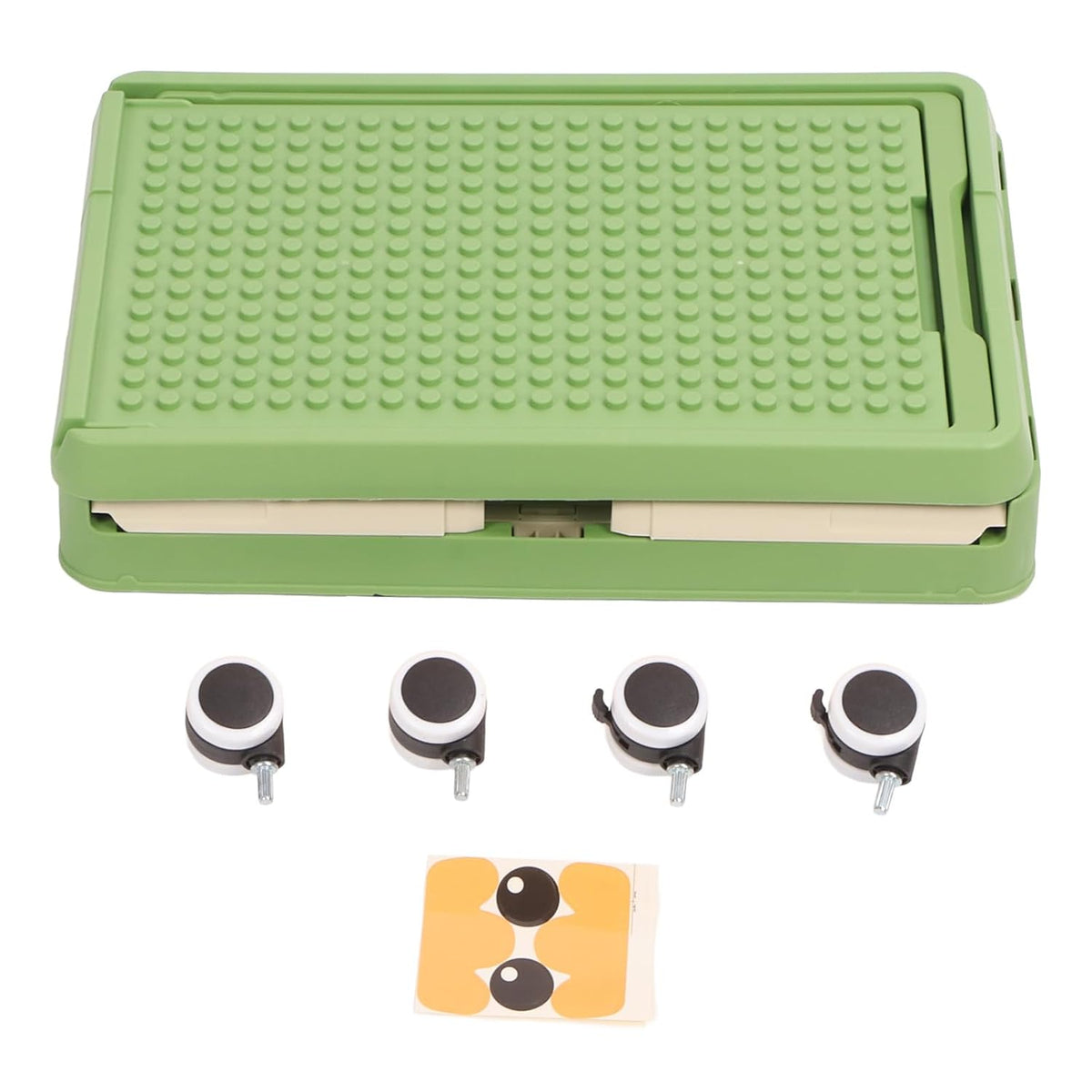 Toy Storage Organizer Bin, Rolling with Lid and Wheels, Foldable PP Material for Kids Building Blocks Books Clothes (Green)