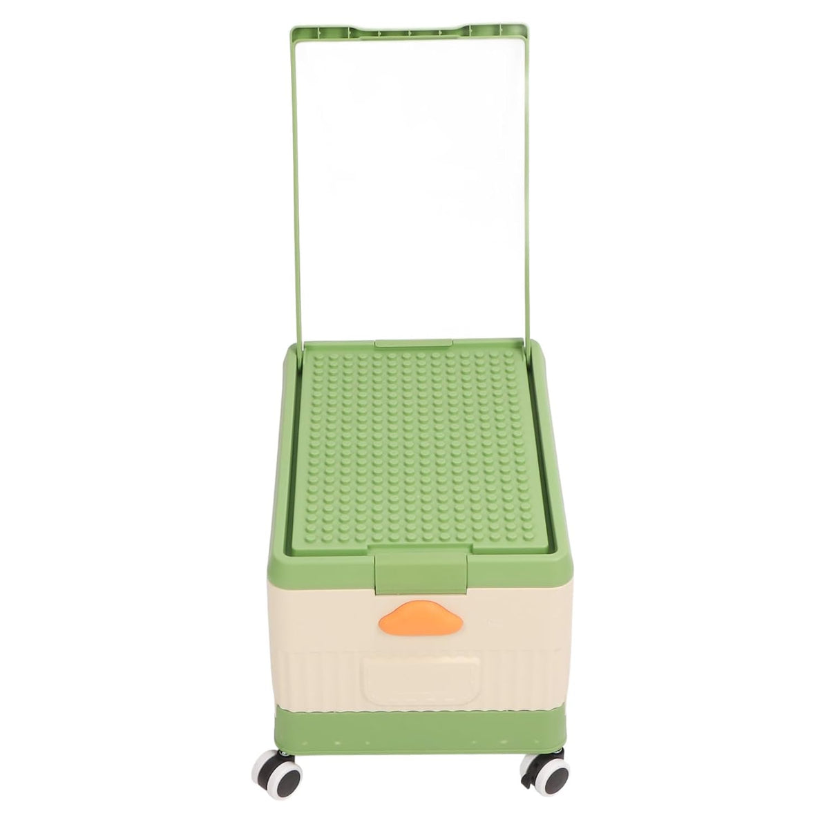 Toy Storage Organizer Bin, Rolling with Lid and Wheels, Foldable PP Material for Kids Building Blocks Books Clothes (Green)