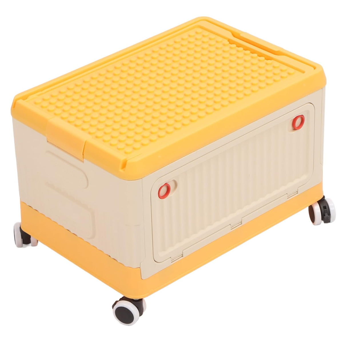 Toy Storage Organizer Bin, Rolling with Lid and Wheels, Foldable PP Material for Kids Building Blocks Books Clothes (Green)