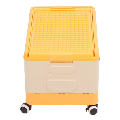 Toy Storage Organizer Bin, Rolling with Lid and Wheels, Foldable PP Material for Kids Building Blocks Books Clothes (Green)
