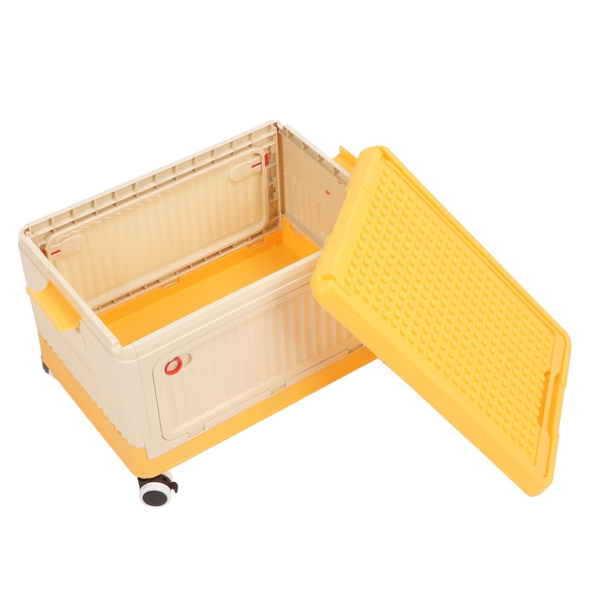Toy Storage Organizer Bin, Rolling with Lid and Wheels, Foldable PP Material for Kids Building Blocks Books Clothes (Green)