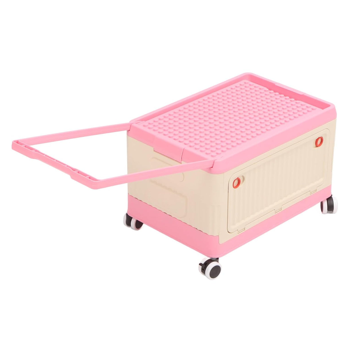 Toy Storage Organizer Bin, Rolling with Lid and Wheels, Foldable PP Material for Kids Building Blocks Books Clothes (Green)