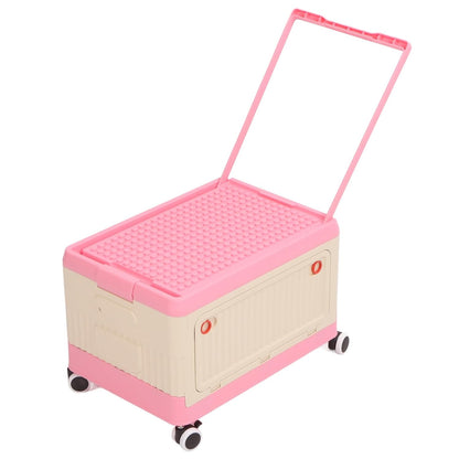 Toy Storage Organizer Bin, Rolling with Lid and Wheels, Foldable PP Material for Kids Building Blocks Books Clothes (Green)
