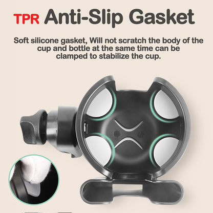 Stroller Cup Holder with Phone Holder, Baby's Feeding Bottle Holder,Bike Cup Holder, Upgraded Universal Cup Holder, 2-in-1 Cup Phone Holder for Stroller, Bike, Wheelchair, Walker, Scooter