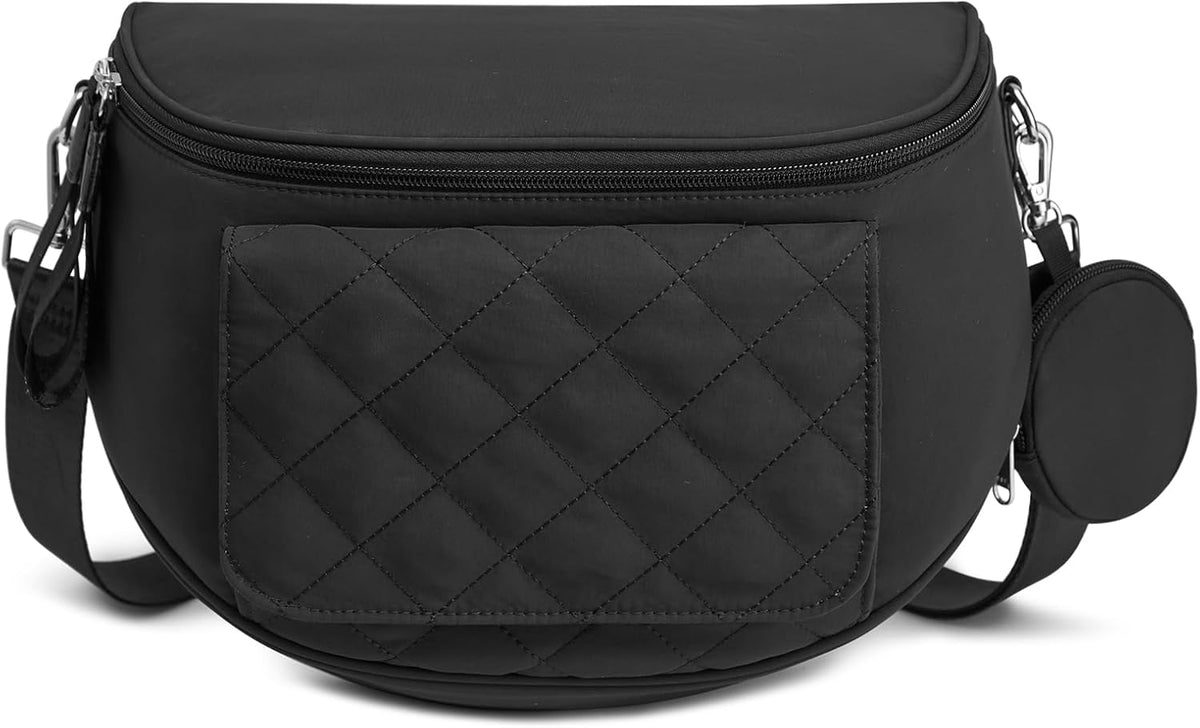 Small Diaper Bag with Portable Changing Pad Nylon Crossbody Purse Bum Bags with Wipe Pocket Women