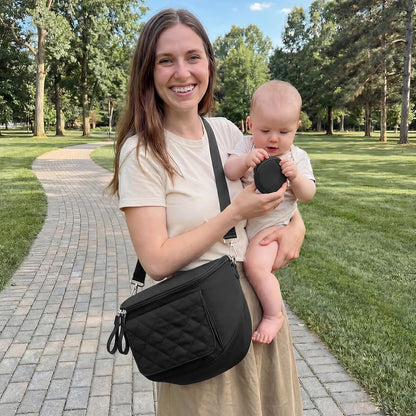 Small Diaper Bag with Portable Changing Pad Nylon Crossbody Purse Bum Bags with Wipe Pocket Women