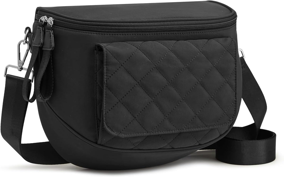 Small Diaper Bag with Portable Changing Pad Nylon Crossbody Purse Bum Bags with Wipe Pocket Women