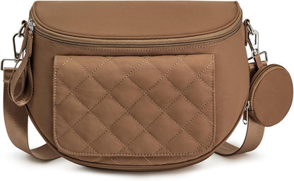 Small Diaper Bag with Portable Changing Pad Nylon Crossbody Purse Bum Bags with Wipe Pocket Women