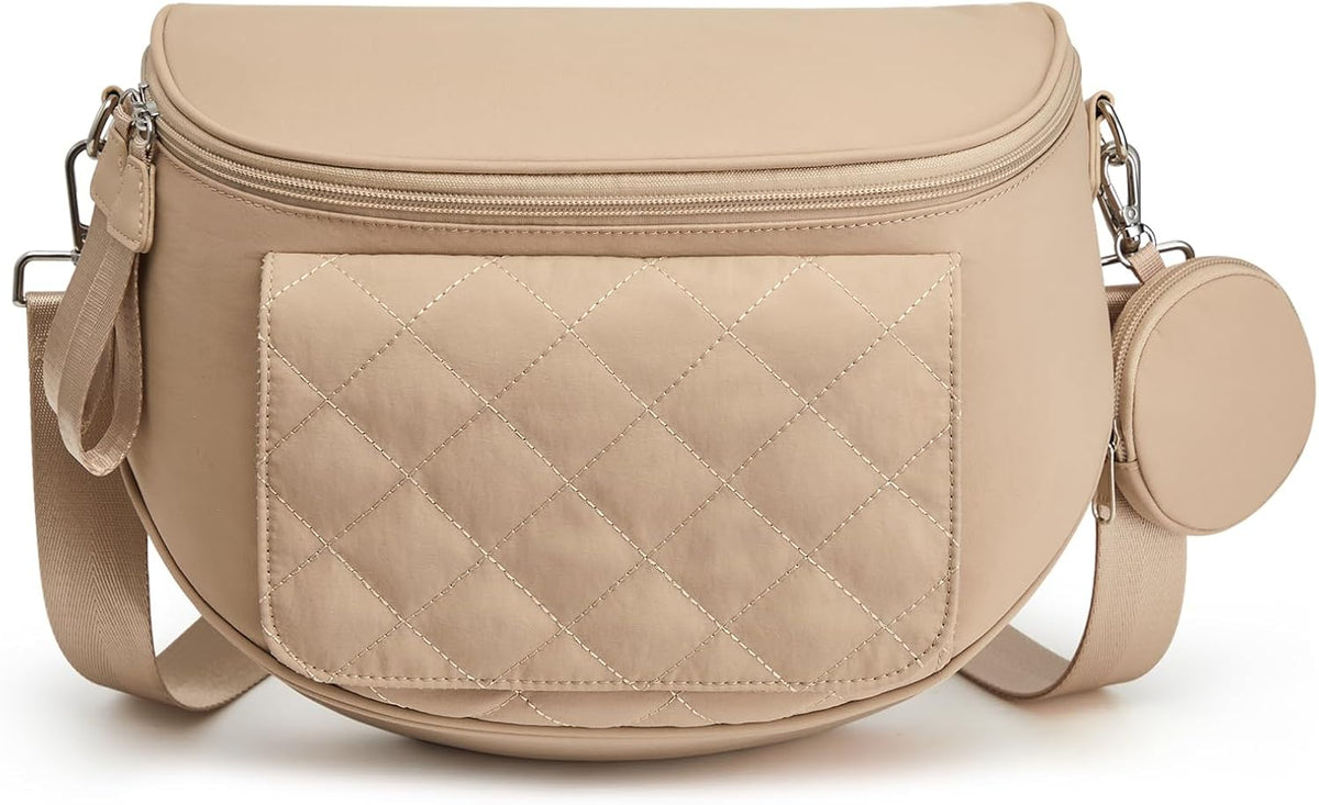 Small Diaper Bag with Portable Changing Pad Nylon Crossbody Purse Bum Bags with Wipe Pocket Women