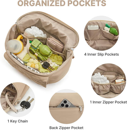 Small Diaper Bag with Portable Changing Pad Nylon Crossbody Purse Bum Bags with Wipe Pocket Women