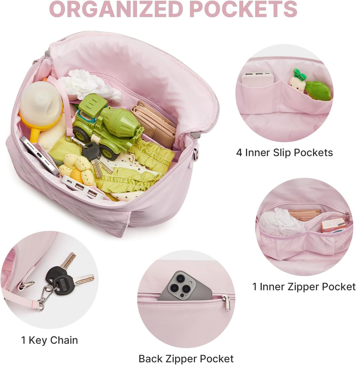Small Diaper Bag with Portable Changing Pad Nylon Crossbody Purse Bum Bags with Wipe Pocket Women
