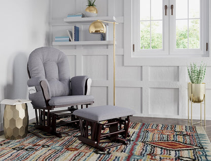 Premium Hoop Glider & Ottoman, Espresso/Gray Swirl - Colors A
