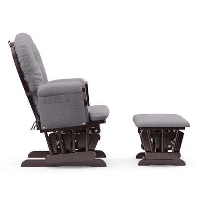 Premium Hoop Glider & Ottoman, Espresso/Gray Swirl - Colors A