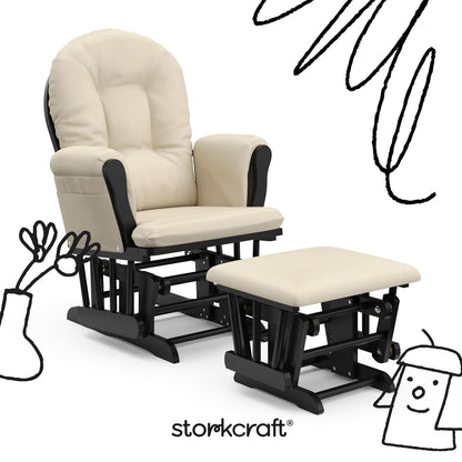 Premium Hoop Glider & Ottoman, Espresso/Gray Swirl - Colors A