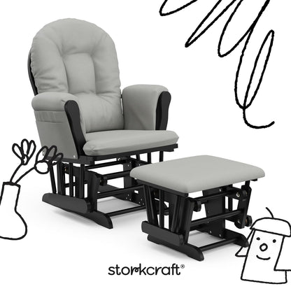 Premium Hoop Glider & Ottoman, Espresso/Gray Swirl - Colors A