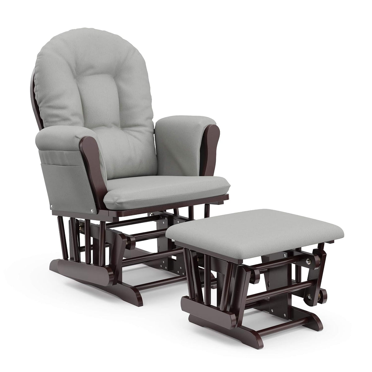 Premium Hoop Glider & Ottoman, Espresso/Gray Swirl - Colors A