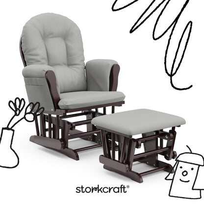 Premium Hoop Glider & Ottoman, Espresso/Gray Swirl - Colors A