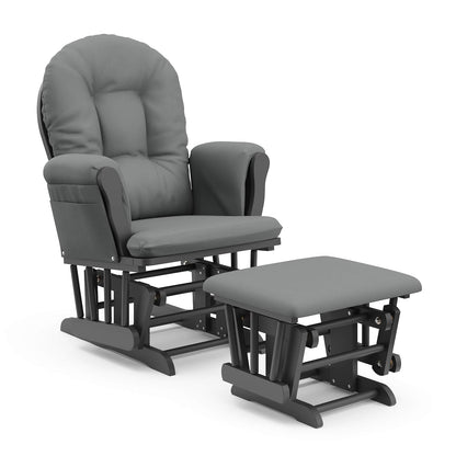 Premium Hoop Glider & Ottoman, Espresso/Gray Swirl - Colors A