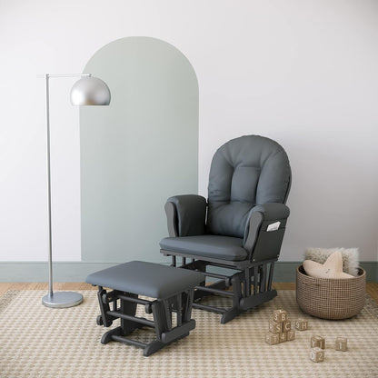 Premium Hoop Glider & Ottoman, Espresso/Gray Swirl - Colors A
